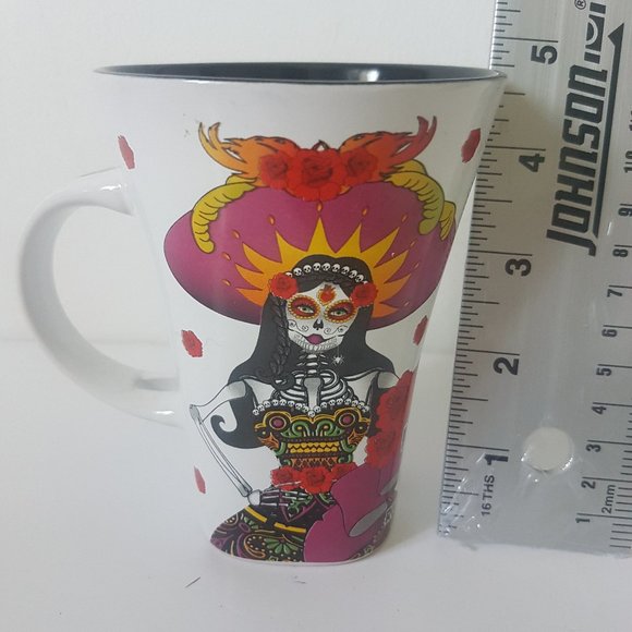 MEXICO Cancun Tall Mug Riviera Maya La Ktrini Coffee Tea Cup Souvenir - Picture 4 of 11